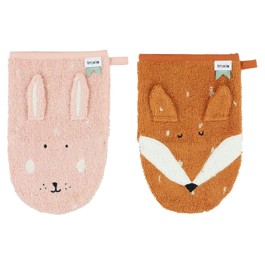 Washcloths 2-pack | Mrs. Rabbit - Mr. Fox